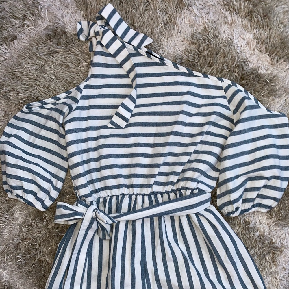 Blue and white striped romper!